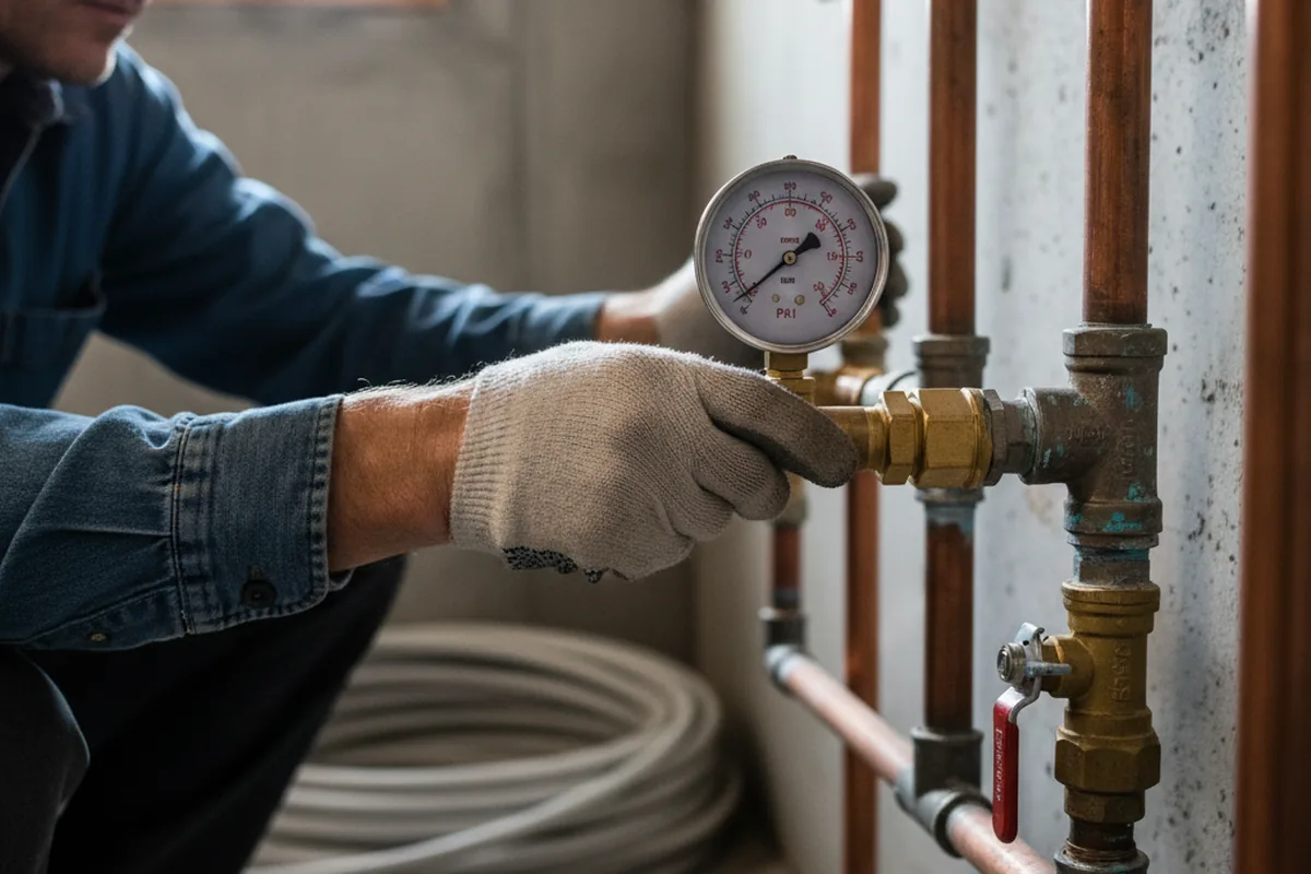 Pressure testing a repaired line during Water Line Repair in Kent City